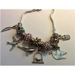 PANDORA STYLE BRACELET WITH MURANO GLASS BEADS
