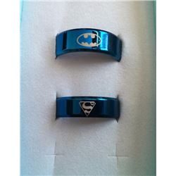 LOT OF 2 BLUE TITANIUM BAND STYLE RINGS