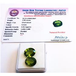 LOT OF 2 PERFECTLY MATCHED PERIDOT OVAL GEMSTONES