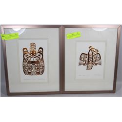 SET OF 2 FRAMED SIGNED PICTURES BY ABORIGINAL