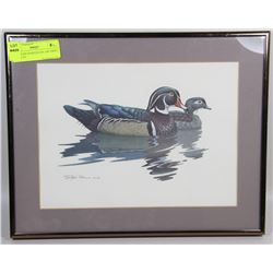 SIGNED RICHARD SLOAN 1981 PRINT OF DUCKS