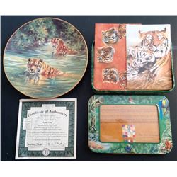 TIGER THEME LOT.  COLLECTOR PLATE WITH COA