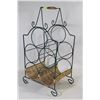 Image 1 : GREEN METAL AND WICKER WINE RACK 18" TALL
