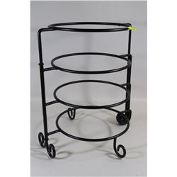 FOLDING BLACK WROUGHT IRON 4 TEIR APPETIZER/HORS