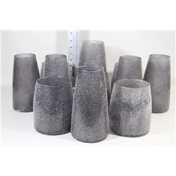 RUBBERMAID BIN OF FROSTED GLASS, MEDIUM+LARGE