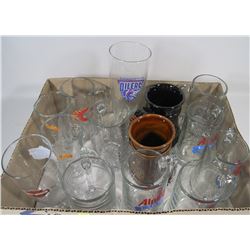 COLLECTION OF 14 BEER GLASSES INCL  HARLEY-