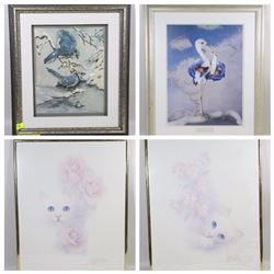 LOT OF FOUR PRINTS INCLUDING BLUE JAY, ANNE GEDDES