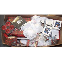 #26)LARGE BOX OF GLASS ORNAMENTS,SALT &PEPPER