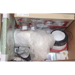 #30)BOX OF SNOWMAN CANDY DISHES,FRAMES AND MORE