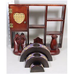 FLAT W/ HEART CURIO SHELF, ROSEWOOD DESK ORGANIZER