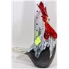 Image 1 : TALL ART GLASS ROOSTER (BLACK+WHITE+RED)