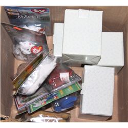 BOX OF ASSORTED COLLECTIBLES INCLUDING TY BEANIE