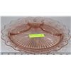 Image 1 : 14 INCH VINTAGE PINK GLASS SERVING PLATE