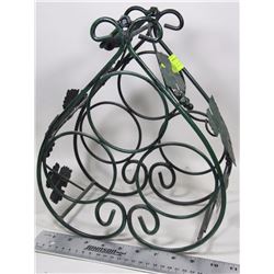 GREEN METAL WINE RACK WITH GRAPE MOTIF DESIGN