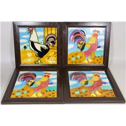 FOUR FRAMED ANTIQUE TILES