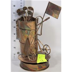 HANDCRAFTED ESTATE METAL GOLF ORNAMENT MUSIC BOX