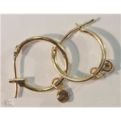 #6-14K YELLOW GOLD DIAMOND HOOP EARRINGS