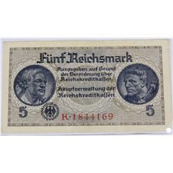 GERMAN NAZI OCCUPIED 5 MARK UNCIRCULATED