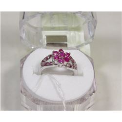 #4)NATURAL RED RUBY RING .925 SILVER SIZE 6