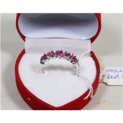 #3)NATURAL RED RUBY RING .925 SILVER SIZE 7.75