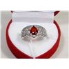 Image 1 : #13)NATURAL RED RUBY & CZ  RING .925 SILVER