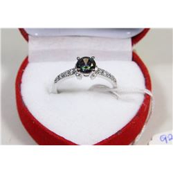 #16)RAINBOW MYSTIC & W.TOPAZ  RING .925 SILVER