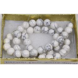 #26-NATURAL 8mm WHITE TURQUOISE NECKLACE - 15"