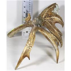 ANTLER CARVING WITH SOAPSTONE BIRDS