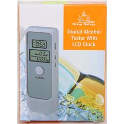 NEW DIGITAL ALCOHOL TESTER W/ LCD CLOCK