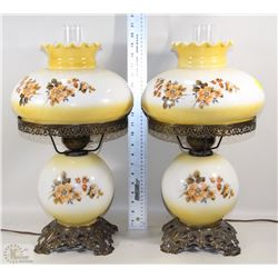 PAIR OF OIL LAMP STYLE TABLE LAMPS WITH FLUTED