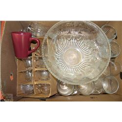 LOT OF BEER STEINS,PUNCH BOWL SET WITH CUPS & MORE