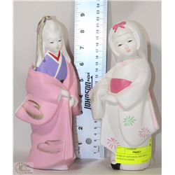 PAIR OF JAPANESE FIGURES FROM HAKATA JAPAN