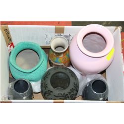 LOT OF 6 VASES INCLUDING 2 GRAPHITE ROUND VASE
