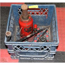 BLUE CRATE W/HEAVY DUTY RED BOTTLE JACK