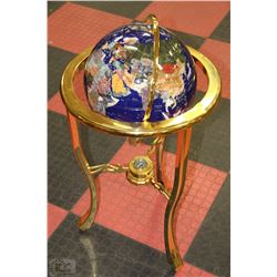 PRECIOUS STONE INLAY GLOBE WITH COMPASS
