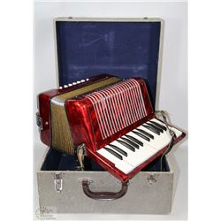 RED  HOHNER STUDENT II ACCORDIAN IN CASE