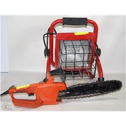 LOT OF HALOGEN WORK LIGHT AND 12" CHAINSAW (THE