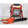 Image 1 : LOT OF HALOGEN WORK LIGHT AND 12" CHAINSAW (THE
