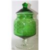 Image 1 : GREEN CRYSTAL CANDY DISH WITH LID