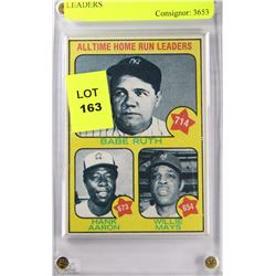 1973 TOPS ALL TIME HOME RUN LEADERS HOCKEY CARD