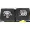Image 1 : 2 BIKER STYLE STAINLESS STEEL RINGS WITH SKULL &