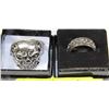 Image 1 : 2 BIKER STYLE STAINLESS STEEL RINGS WITH SKULL &