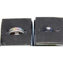 2 STAINLESS STEEL RINGS INCLUDING  COLOR