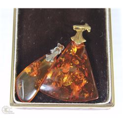 TWO AMBER PENDANTS