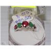 Image 1 : #23) NATURAL EMERALD & RUBY  RING .925 SILVER