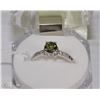 Image 1 : #18)NATURAL GREEN  PERIDOT & CZ  RING .925 SILVER