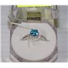 Image 1 : #10)NATURAL  BLUE TOPAZ&CZ RING .925 SILVER