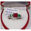 Image 1 : #22)NATURAL EMERALD & RUBY  RING .925 SILVER