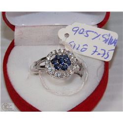 #5)TURKISH BLUE SAPPHIRE & CZ RING .925 SILVER