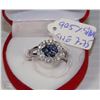 Image 1 : #5)TURKISH BLUE SAPPHIRE & CZ RING .925 SILVER